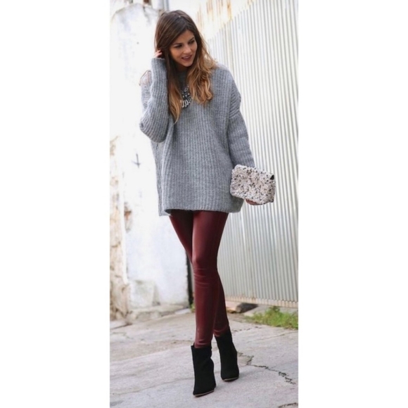 WINE Faux Leather High Waist Legging- - Picture 3 of 3